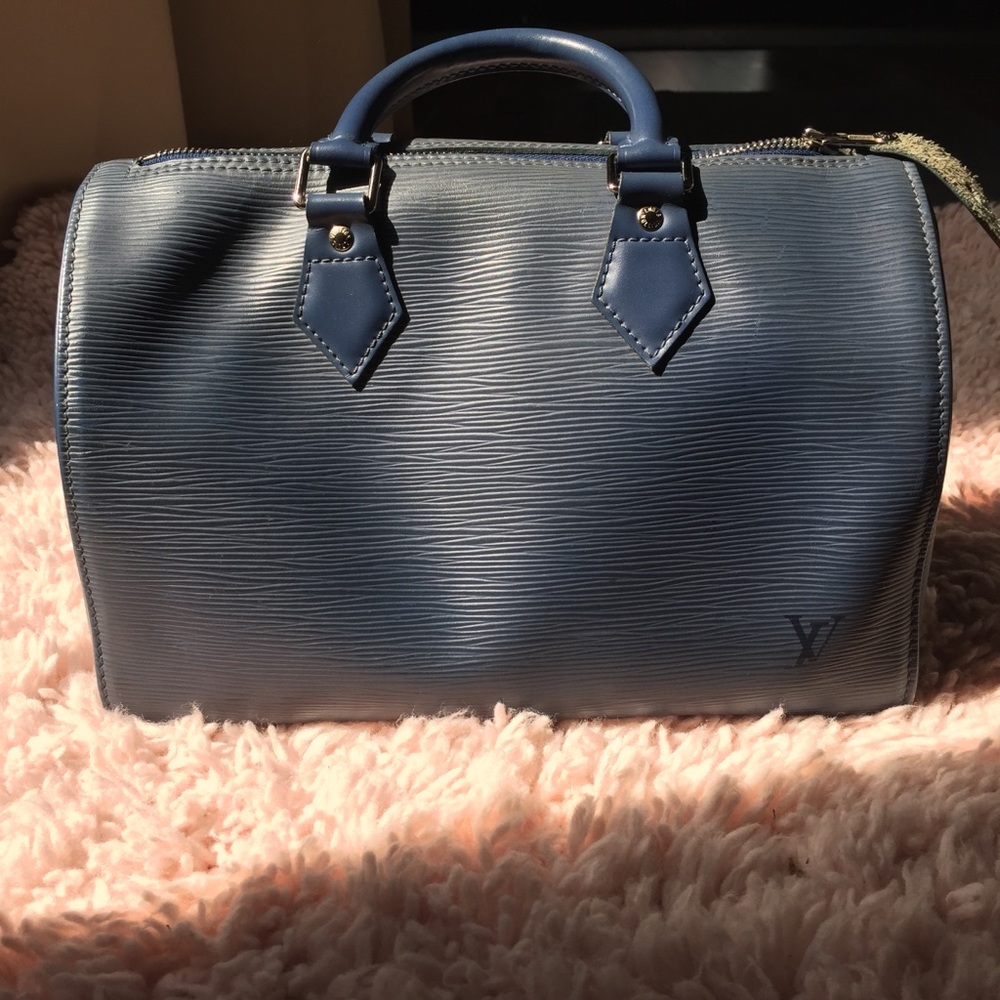 Louis Vuitton Blue epi speedy 30 Silver Hardware